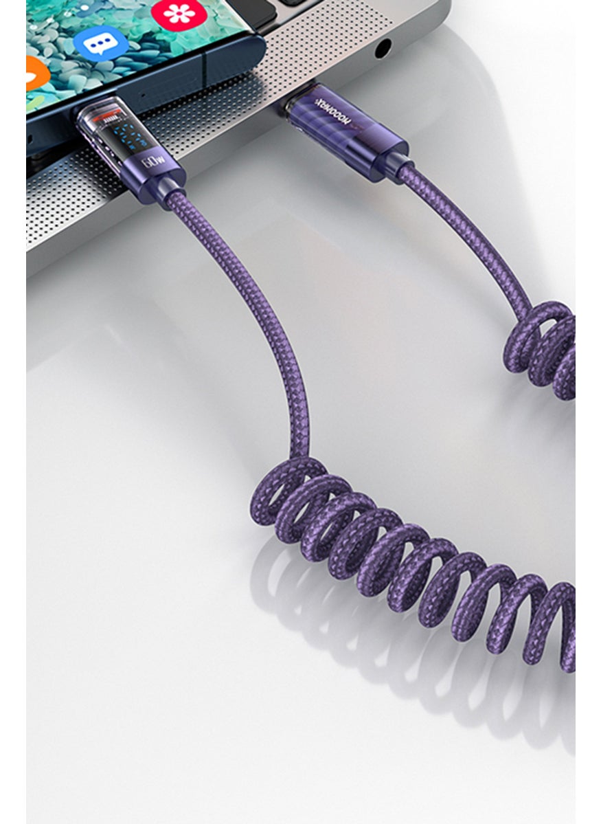 MOOGMAX MX-063 1 Meter 60W Spring Charging Cable, Puple  - Image 4