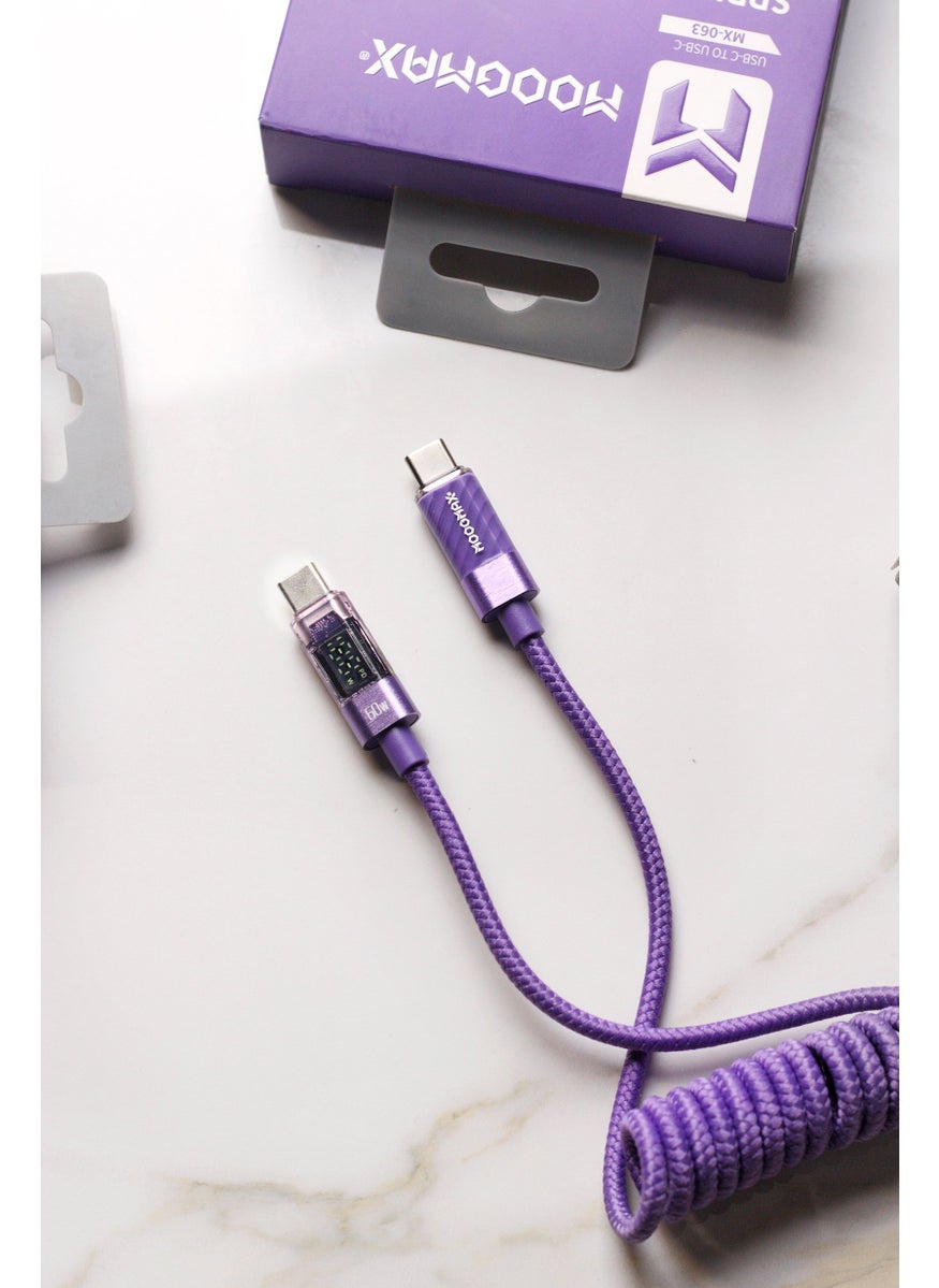 MOOGMAX MX-063 1 Meter 60W Spring Charging Cable, Puple  - Image 3