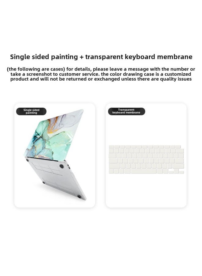 For Apple Notebook Protective Case Macbook Computer Protective Case Airpro Marble Mac Case-Color:(Plane) Single-sided Pattern + Monochromatic Film (film Color Notes)-Applicable Model:M1-M4pro16（A2485/A2780/A2991/A3403/A3186）