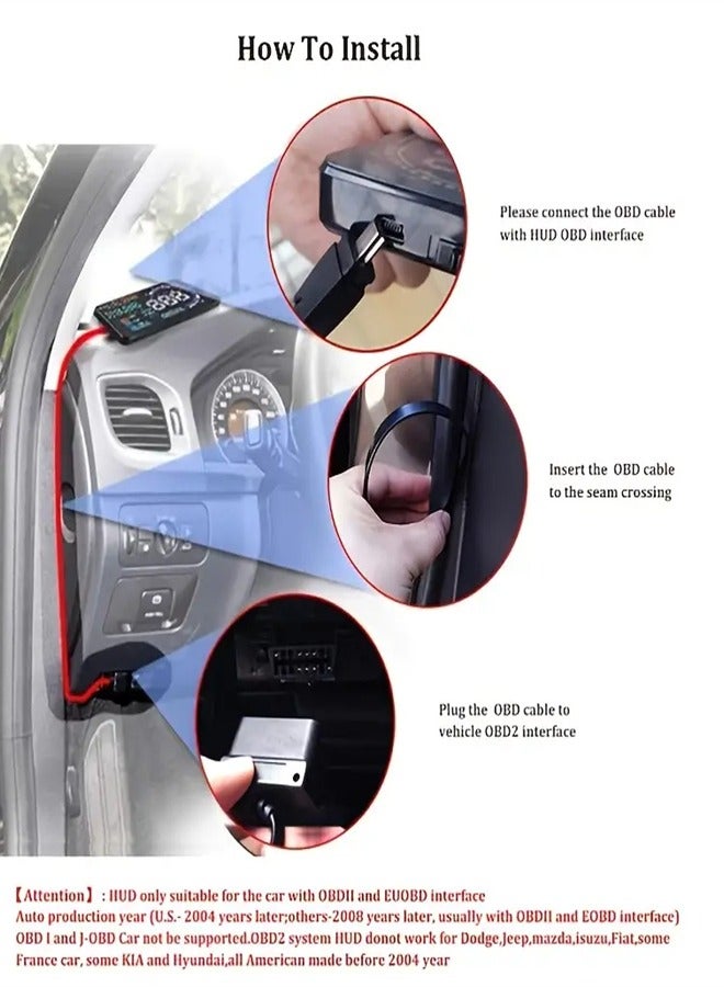 بيوينتي شاشة عرض علوية للسيارة 5.5 بوصة عالية الدقة: OBD2 عداد السرعة وملحقات الإنذار لتحسين القيادة - Image 4