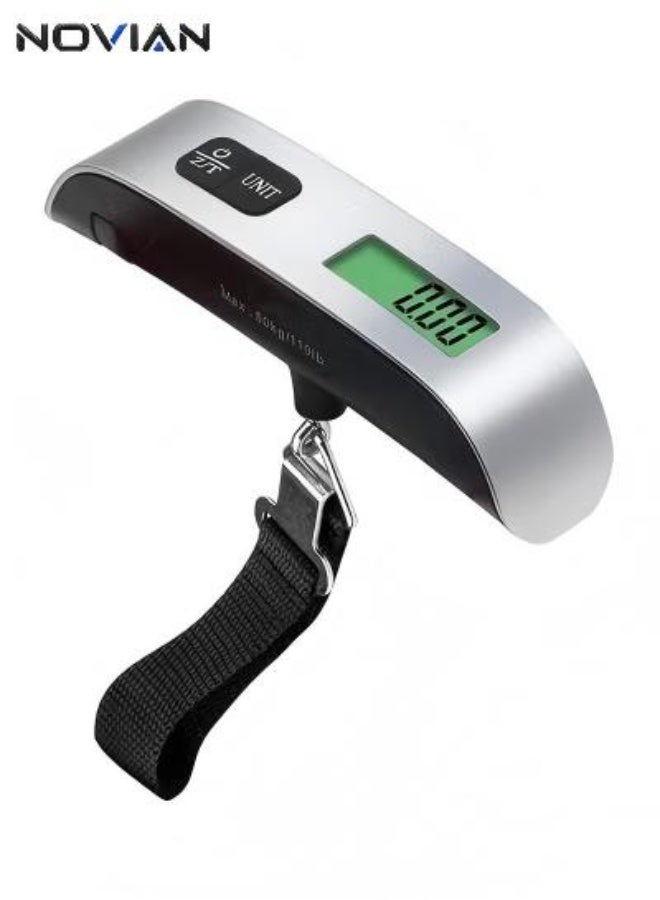 NOVIAN LCD Display Portable Digital Luggage Weighing Scale Black/Silver - Image 1