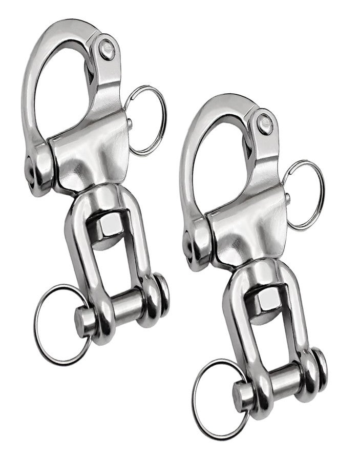 Laorde Quick Release Snap Shackle, 316 Stainless Steel, Marine Grade Clevis Swivel Hook, Sailboat Rigging Hardware (3-1/2 inch 2 Pack) - Image 1