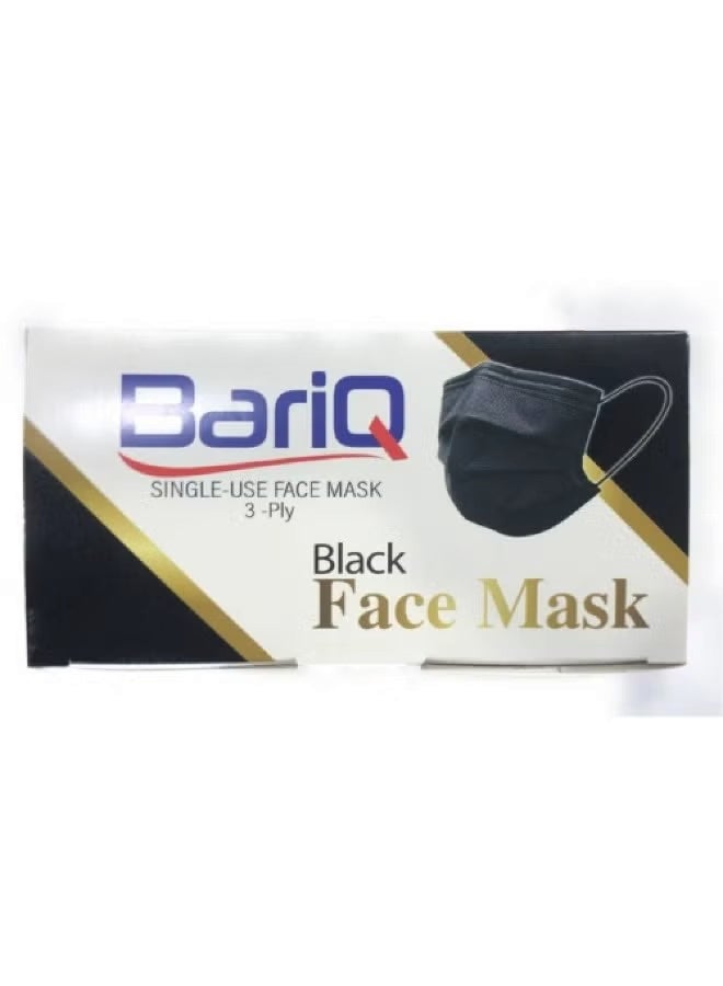 Bariq Of black disposable medical face masks, 3 layers, with soft elastic ear loops on the skin 50 pieces x 3 Boxes - Image 4