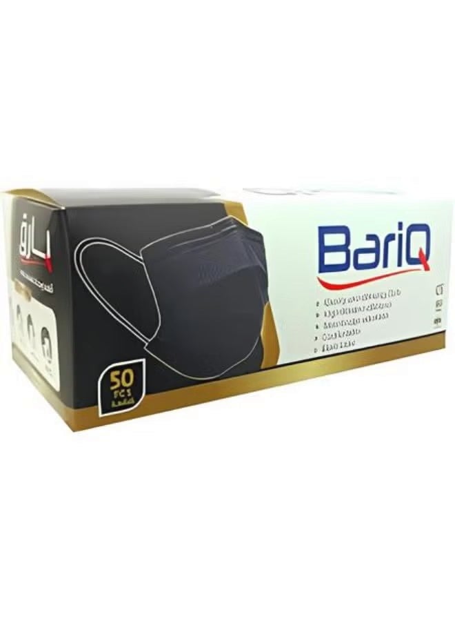 Bariq Of black disposable medical face masks, 3 layers, with soft elastic ear loops on the skin 50 pieces x 3 Boxes - Image 2