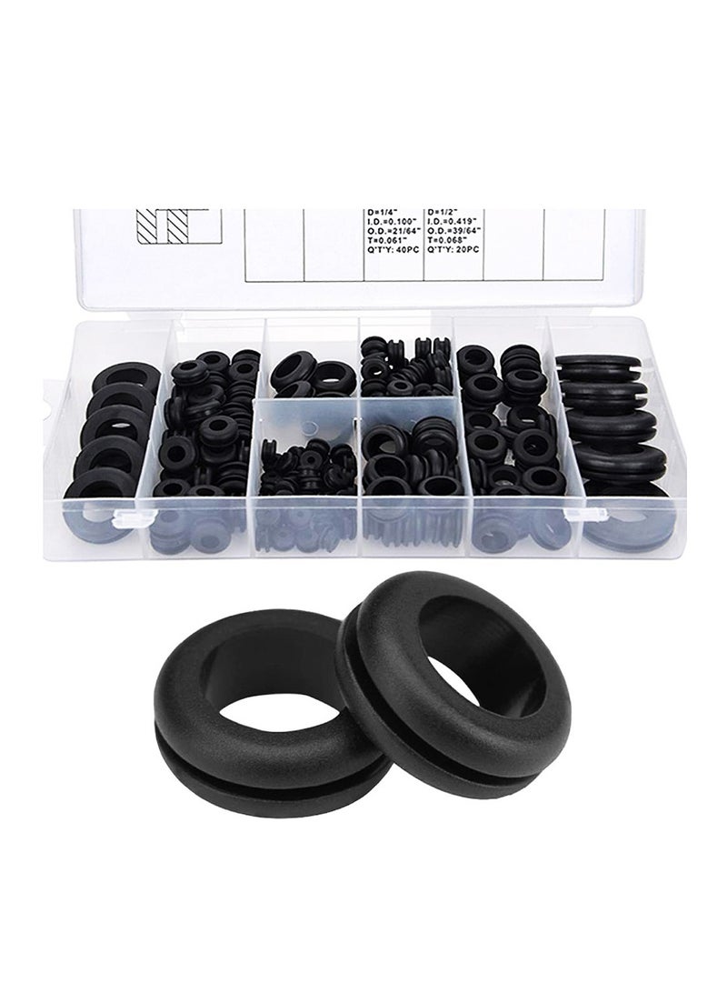Yakumuz Rubber Grommet Assortment Kit Yakumuz Rubber Hole O Ring Washer Set Rubber Wire 1/4", 5/16", 3/8", 7/16", 1/2", 5/8", 7/8", 1", 180Pcs  - Image 1