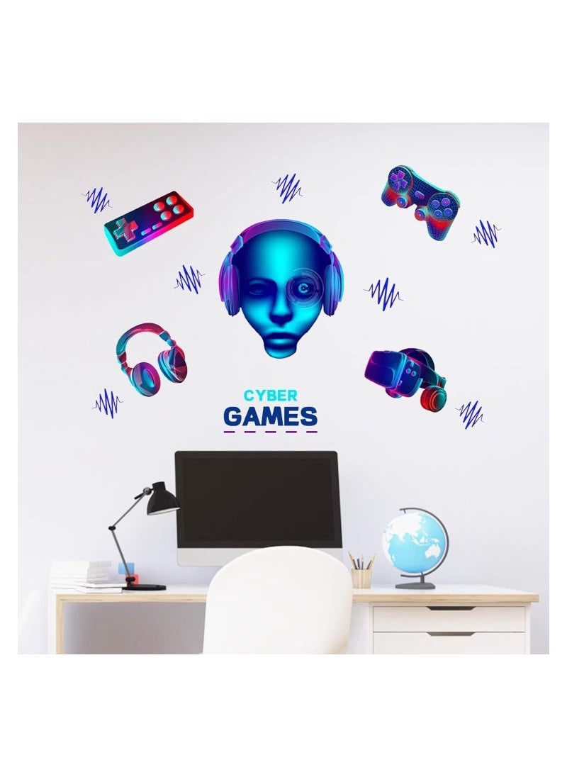 Captaintech Glow In The Dark Stickers, Wall Decal Gamer Boy, Wall Stickers Video Game Controller Wall Decor, for Boys Room Kids Bedroom Home Playroom Decoration, Gamers Gift, Self-Adhesive Waterproof  - Image 3