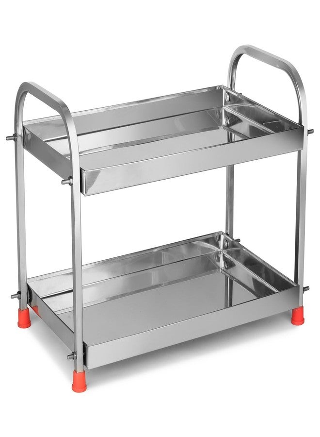 VK15 COLLECTION Stainless Steel 2-Tier Kitchen Rack, Rust-Proof Multipurpose Storage Organizer Shelf for Countertop, Bathroom & Under Sink | Steel Shelf Stand | Rack for Kitchen Storage - Image 1