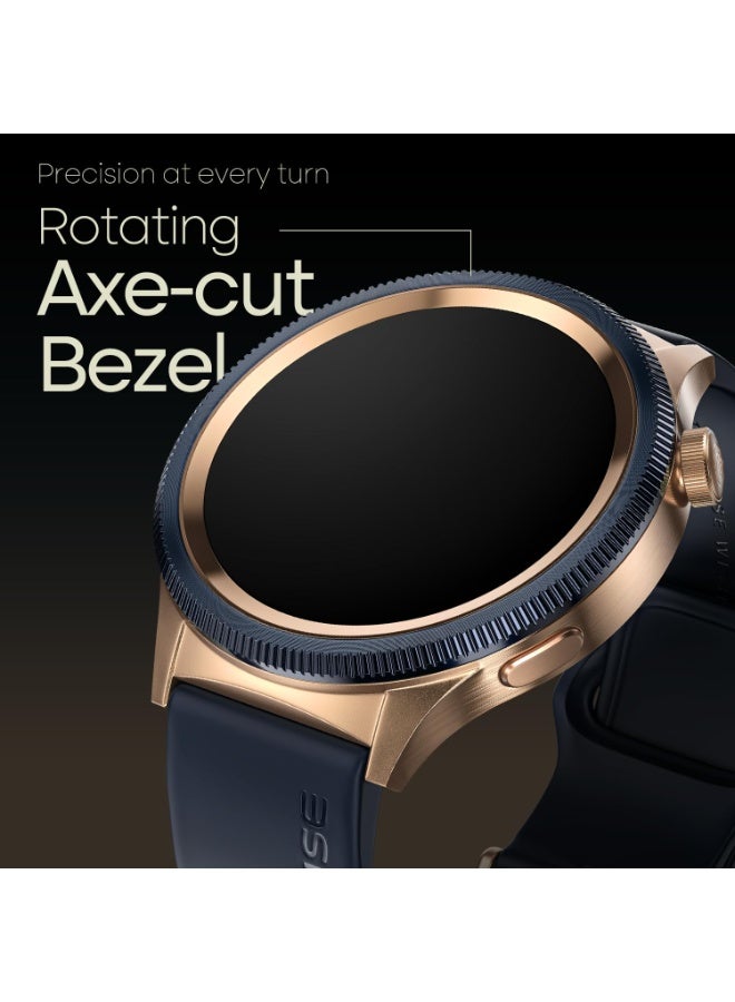 Noise Newly Launched Halo 2 Smart Watch 1st Ever Functional Rotating Dial (Axe-Cut Bezel), 1.43" AMOLED, Stainless Steel Build, Custom Transition Effects, BT Calling, Health Suite (Gold Blue) - Image 5