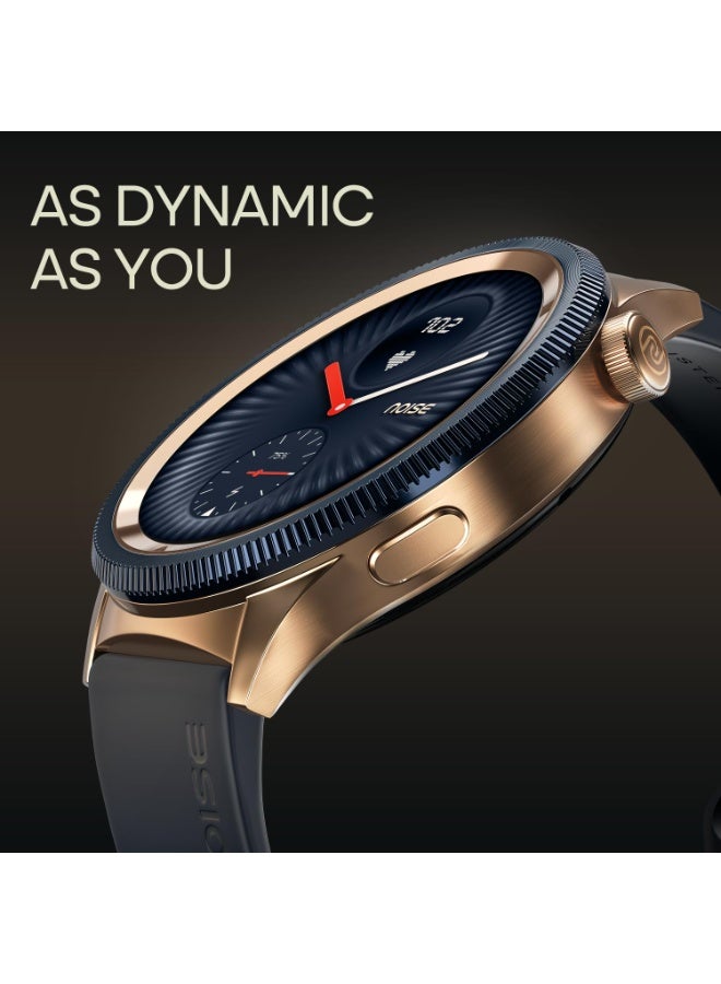 Noise Newly Launched Halo 2 Smart Watch 1st Ever Functional Rotating Dial (Axe-Cut Bezel), 1.43" AMOLED, Stainless Steel Build, Custom Transition Effects, BT Calling, Health Suite (Gold Blue) - Image 4