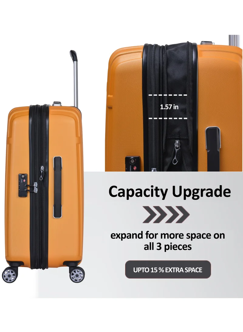 Eminent Yellow HardCase Travel Bag Makrolon Polycarbonate Lightweight Expandable Zipper And Robust 4 Quiet Wheels With TSA Lock Kg82  | Best Price UAE