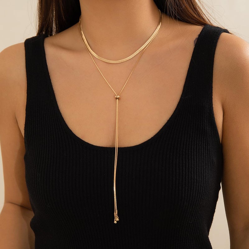 GIGB PBDK Chunky Gold Choker Necklace for Women,Trendy Silver Statement Necklace Long Snake Chain Drop Necklace,Charm Prom Body Jewelry Accessories Gifts (Gold3) - Image 4