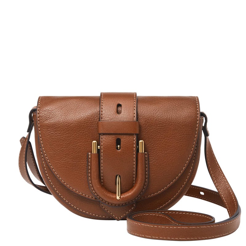 Fossil Women's Harwell Leather Small Flap Crossbody Purse Handbag, Brown (Model: ZB1853200) - Image 1
