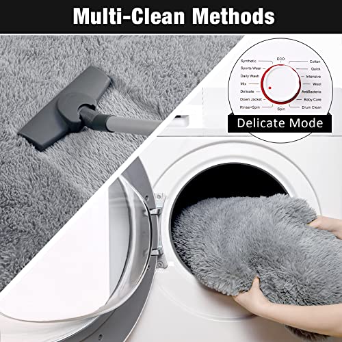 Keeko Small Bedroom Runner Rug 2x6, Grey Fluffy Bedside Kids Room Rugs Living Room Shag Throw Rug for Nursery Entryway Fuzzy Indoor Area Carpet Cute Rugs for Boy Baby Girl Room Dorm Decor - Image 5