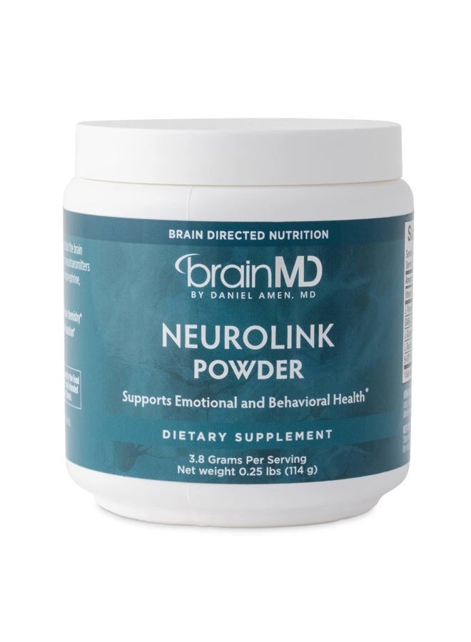 BRAINMD Dr Amen BrainMD NeuroLink Powder - 114g - Supports Memory, Focus & Concentration - Gluten Free - 30 Servings - Image 1
