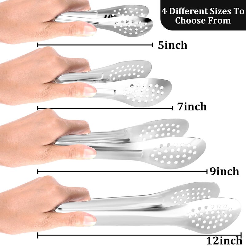 XEVOM 10PCS Serving Tongs, Small Kitchen Tongs,XEVOM Stainless Steel small Appetizer Tongs Mini Sugar Ice (5 Inch) - Image 3