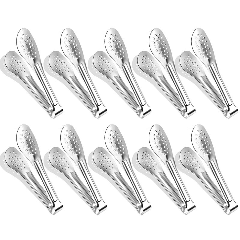 XEVOM 10PCS Serving Tongs, Small Kitchen Tongs,XEVOM Stainless Steel small Appetizer Tongs Mini Sugar Ice (5 Inch) - Image 1