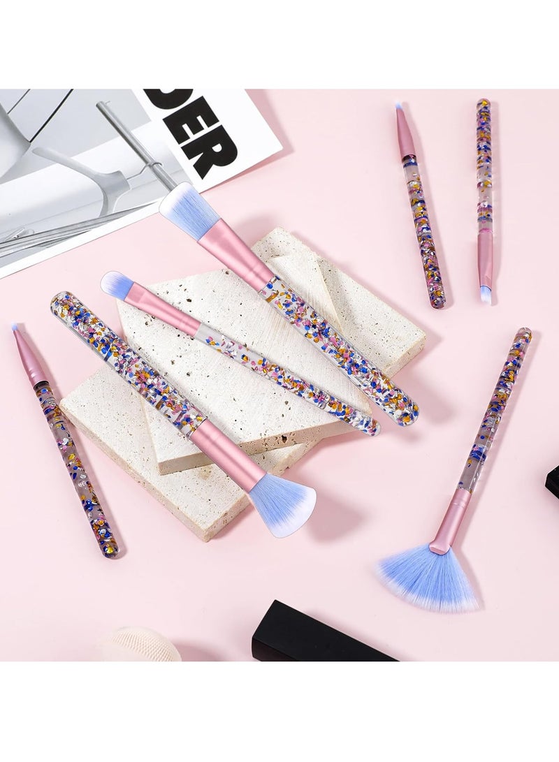 KASTWAVE 7PCS Makeup Brushes Set, Face Base Makeup Brush, Crystal Sparkles Make Up Brush, Professional Blending Brush with Sequins Handle, Cute Blush Foundation Highlight Concealers Eye Shadow Fan Beauty Brush - Image 2