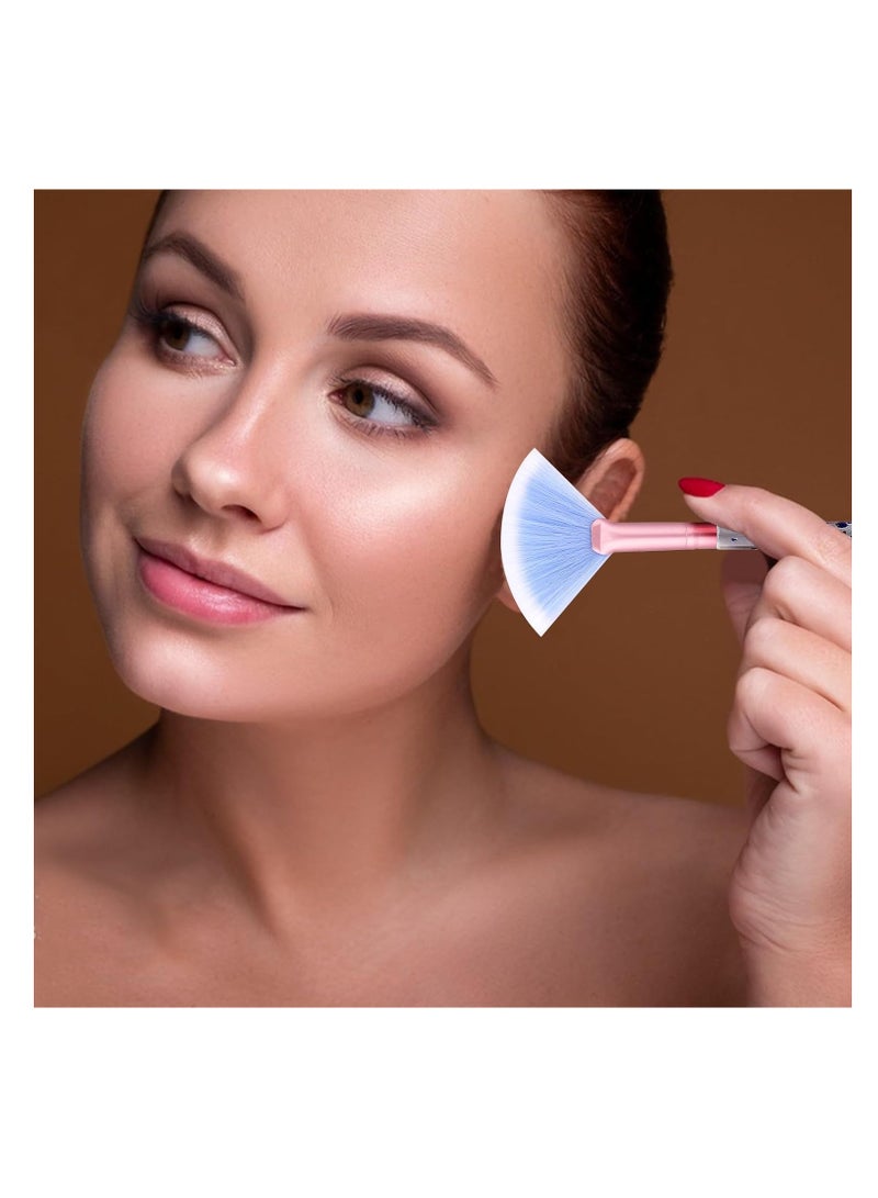 KASTWAVE 7PCS Makeup Brushes Set, Face Base Makeup Brush, Crystal Sparkles Make Up Brush, Professional Blending Brush with Sequins Handle, Cute Blush Foundation Highlight Concealers Eye Shadow Fan Beauty Brush - Image 4