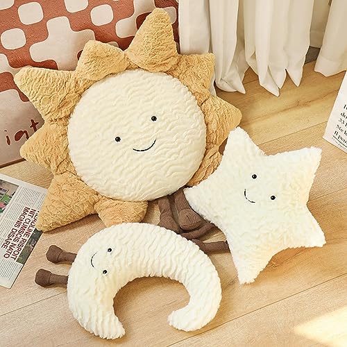 NatureMan Sun Plush Pillow Home Decor Soft Cushion 15inch Creative Sun and Star Moon Shape Plush Toysfor Childrens Room Decoration or Birthday Gifts for Children and Girls Star - Image 5