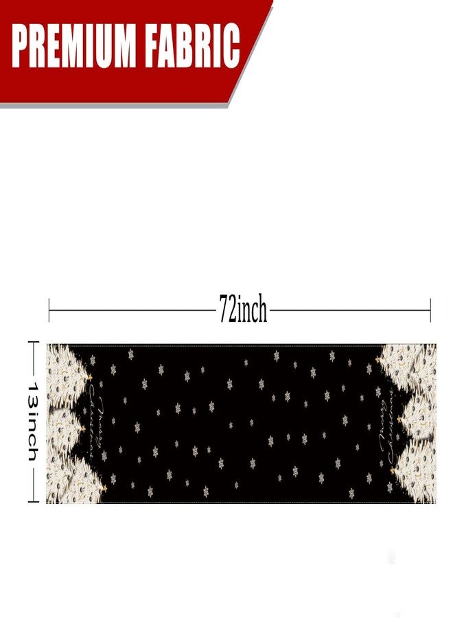 GAGEC Christmas Table Runner Xmas Golden Tree Star Snowflake Black Merry Christmas 13 x 72 Inch Long Runners Winter Holiday Home Kitchen Table Decor - Image 5