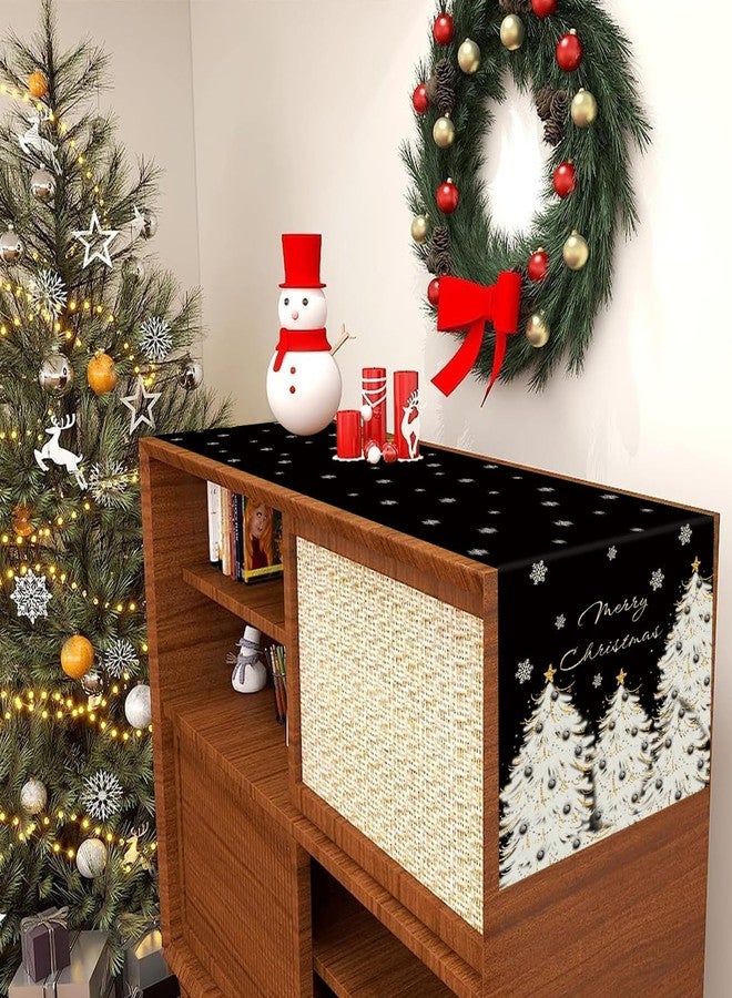 GAGEC Christmas Table Runner Xmas Golden Tree Star Snowflake Black Merry Christmas 13 x 72 Inch Long Runners Winter Holiday Home Kitchen Table Decor - Image 4