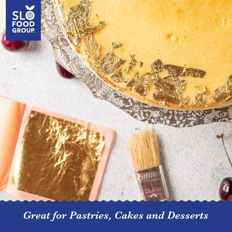 Slofoodgroup - 24 Karat Edible Gold Leaf Loose Sheets - 25 Sheets Gold Leaf Per Book - Gold Leaf Sheet Size 3.15in x 3.15in Loose Leaf Sheets - Edible Decoration, Crafting, Art and More - Image 4