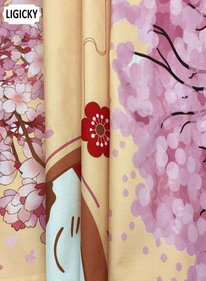 LIGICKY Japanese Style Noren Long Doorway Curtain Fortune Cat & Cherry Blossom Hanging Door Tapestry for Home Decoration, 33.5 x 59 inch - Image 4