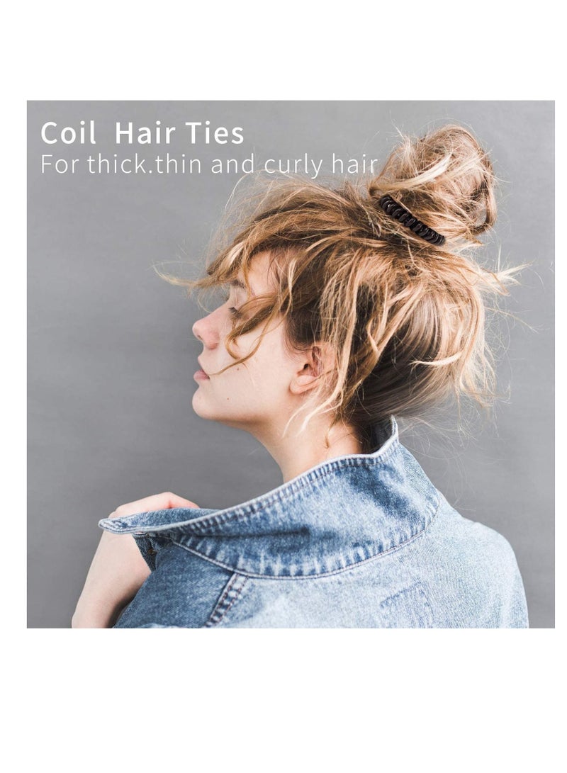 Excefore Spiral Hair Ties,Hair Elastics, No Crease Hair Bands Multi Color Waterproof Phone Cord Hair Scrunchies Hair Coils Accessories for Women Girls(20 Pack) - Image 4