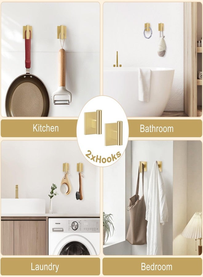 TURS 5-Pieces Brushed Gold Bathroom Hardware Set 23.6 Inch SUS304 Stainless Steel Towel Bar Set Wall Mounted Square Toilet Paper Holder with Shelf - Image 5