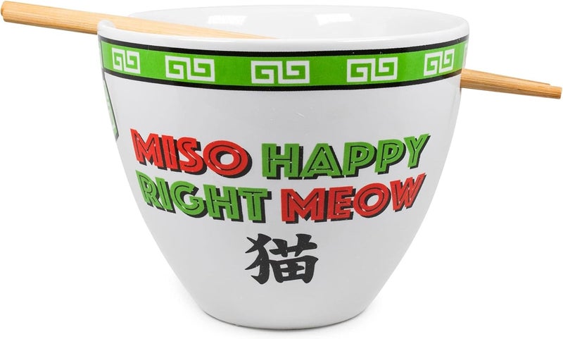 Boom Trendz Bowl Bop Miso Happy Japanese Ceramic Dinnerware Set  Includes 16Ounce Ramen Noodle and Wooden Chopsticks Asian Food Dish For Home  Kitchen Kawaii Anime Gifts Green - Image 3