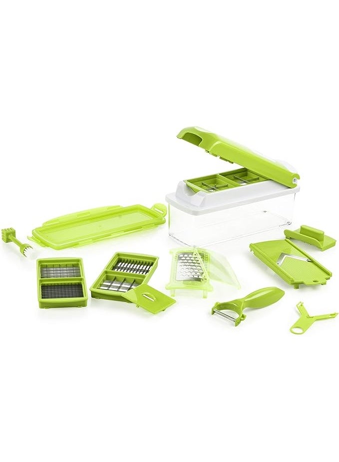 JscubeR 14-Piece Multifunctional Vegetable Cutter and Chopper Set with Slicer, Grater and Storage Container – Manual Food Dicer for Fruits and Vegetables - Image 1