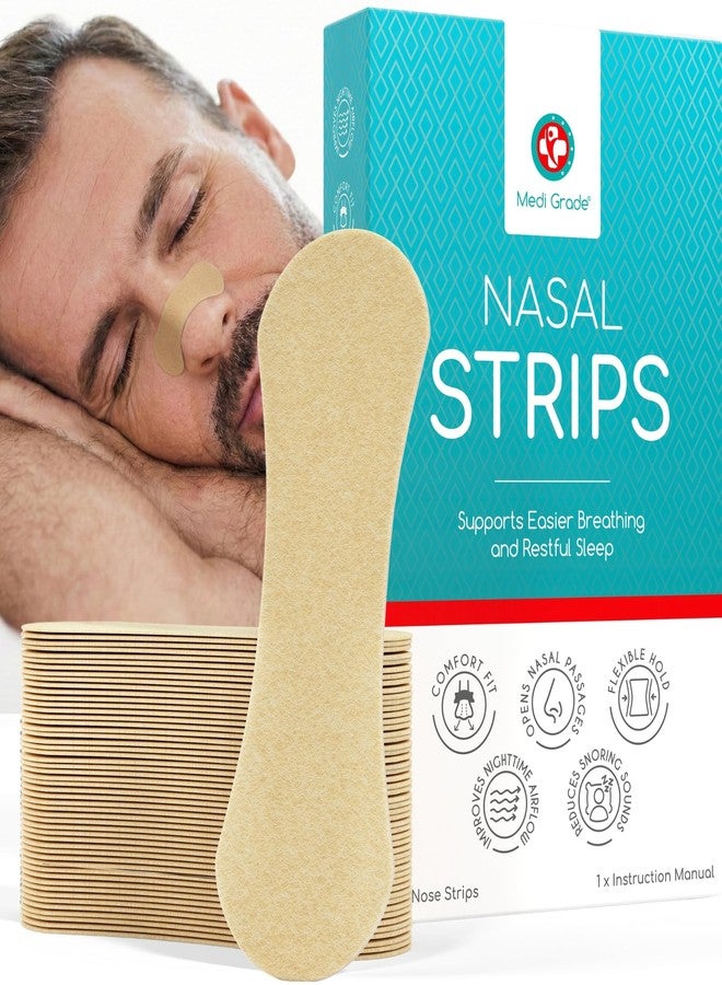 Medi Grade Nasal Strips, 50 Pack - Skin Tone - Single Use Nasal Dilator Strips, Opens Nasal Passages for Easier Nighttime Breathing - Helps Reduce Snoring - Nose Strips for Breathing, Breathable - Image 1
