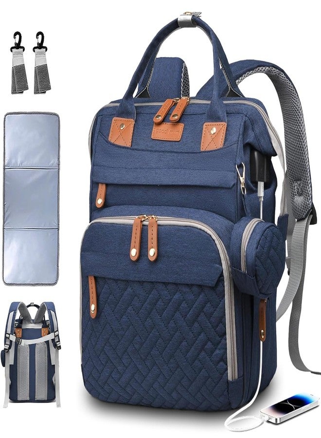 SHITIESHOU Diaper Bag Backpack Baby Bag for Mom Dad with Changing Pad, 19 Pockets, Large Waterproof Travel Baby Girl Boy Toddle Diaper Bag with Insulated Pocket, Baby Shower Gifts, Blue - Image 1