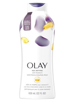 Olay Olay Age Defying Body Wash for Women with Vitamin E, 24hr Moisturizing, 22 fl oz (Pack of 4)  - Image 2
