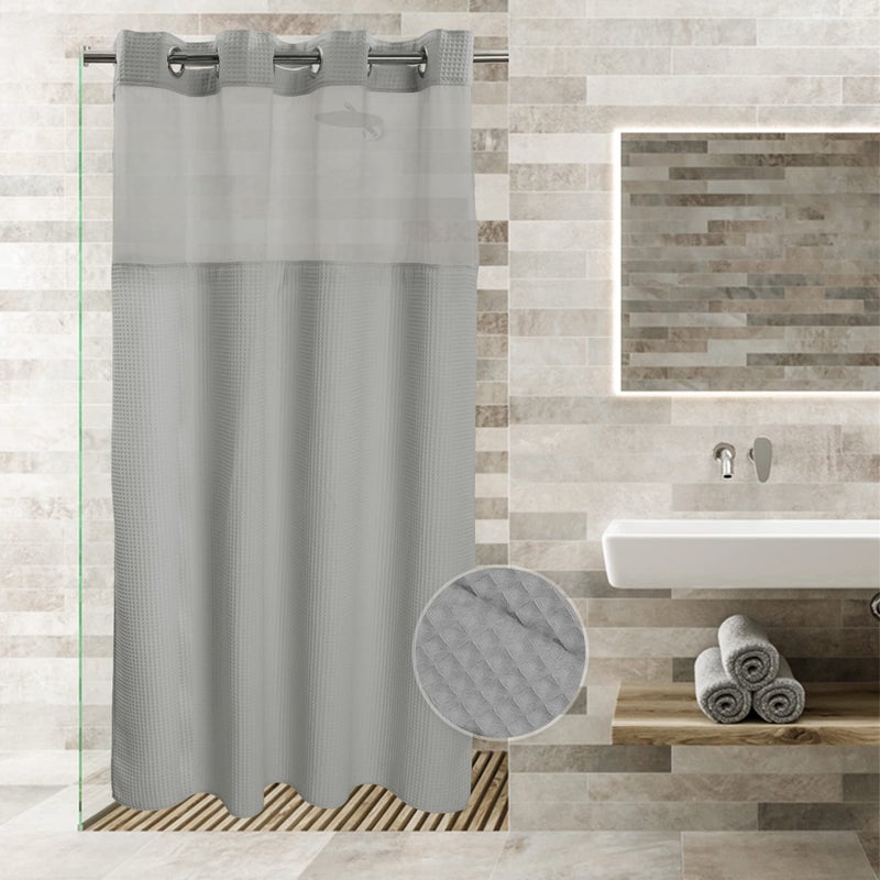 River Dream Lake Wanaka Fabric Shower Curtain Set Cotton Blend Waffle Weave with Snap in Replacement Liner54 x 80 inches