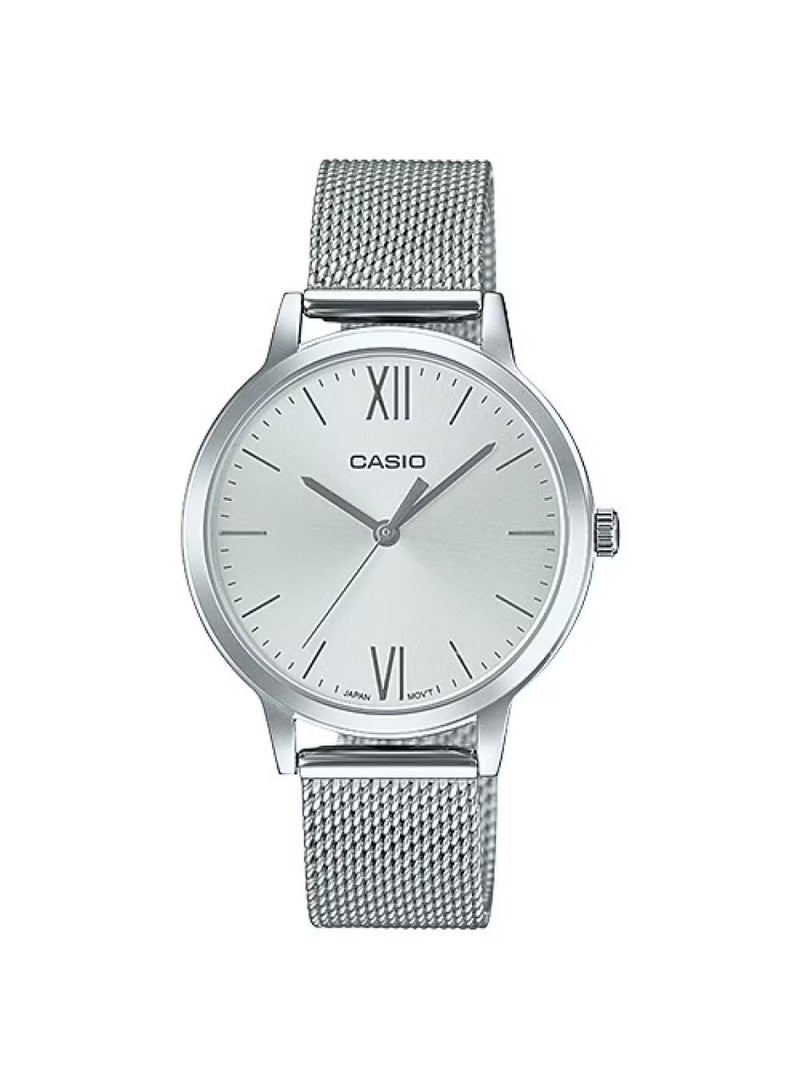 كاسيو ساعة كاسيو النسائية - LTP-E157M-7ADF مينا فضية، سوار فضي - Image 1