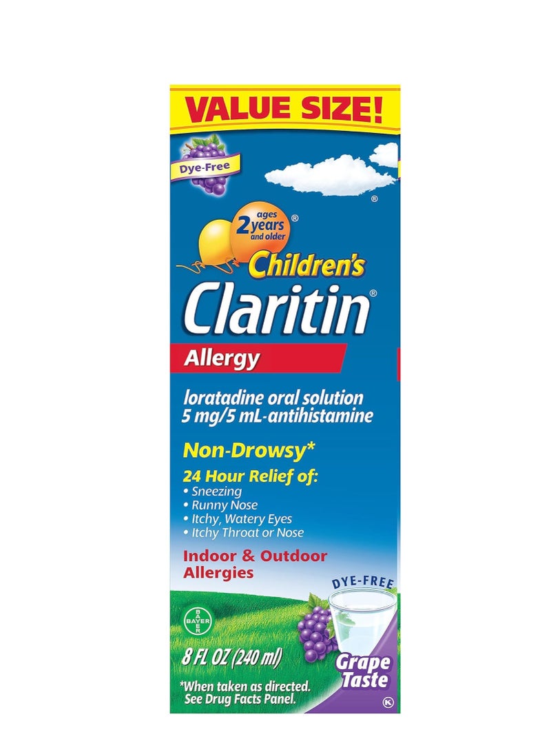 Claritine Children's 24 Hour Allergy Medicine for Kids Grape 8 oz