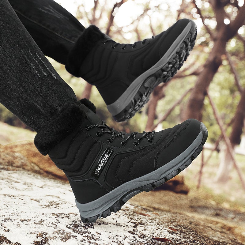 Winter New Black Men'S Shoes Fleece-Lined Warm Snow Boots Thickened High-Top Cotton Shoes Northeast Cold-Resistant Middle-Aged Dad Shoes - Image 3