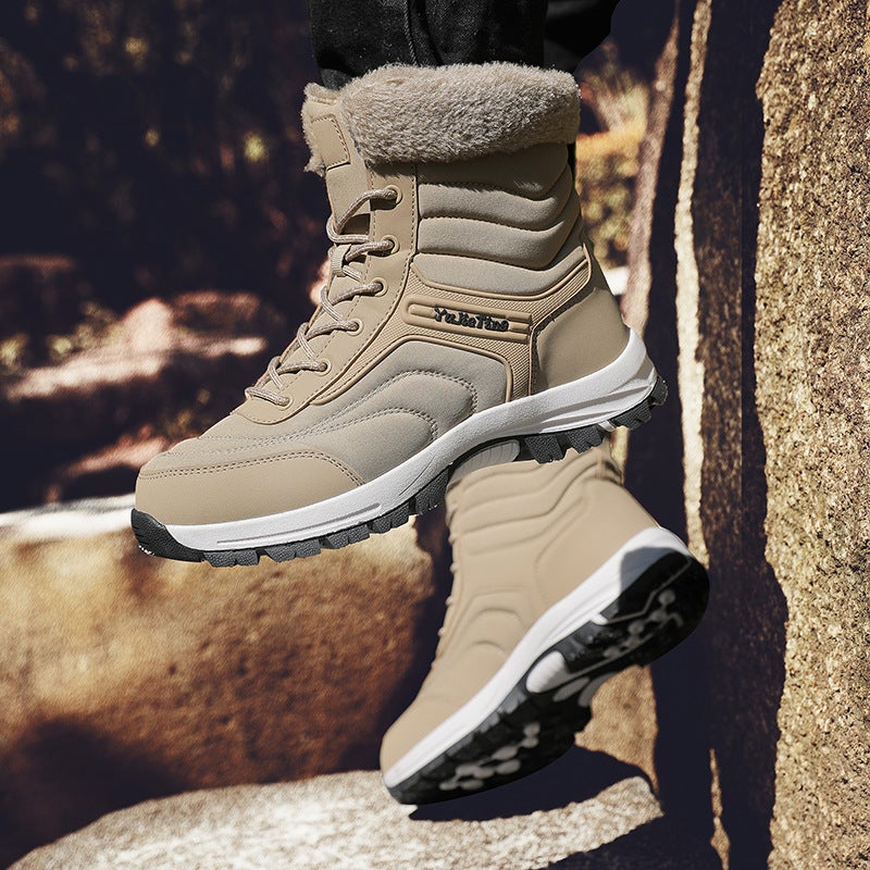 Winter New Black Men'S Shoes Fleece-Lined Warm Snow Boots Thickened High-Top Cotton Shoes Northeast Cold-Resistant Middle-Aged Dad Shoes - Image 5