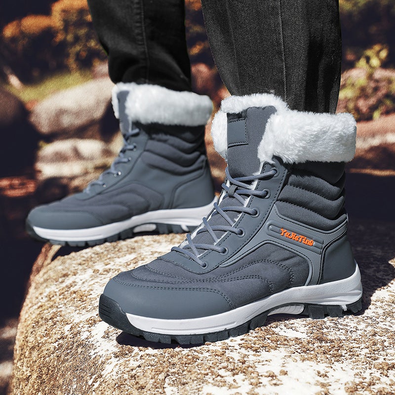 Winter New Black Men'S Shoes Fleece-Lined Warm Snow Boots Thickened High-Top Cotton Shoes Northeast Cold-Resistant Middle-Aged Dad Shoes - Image 4