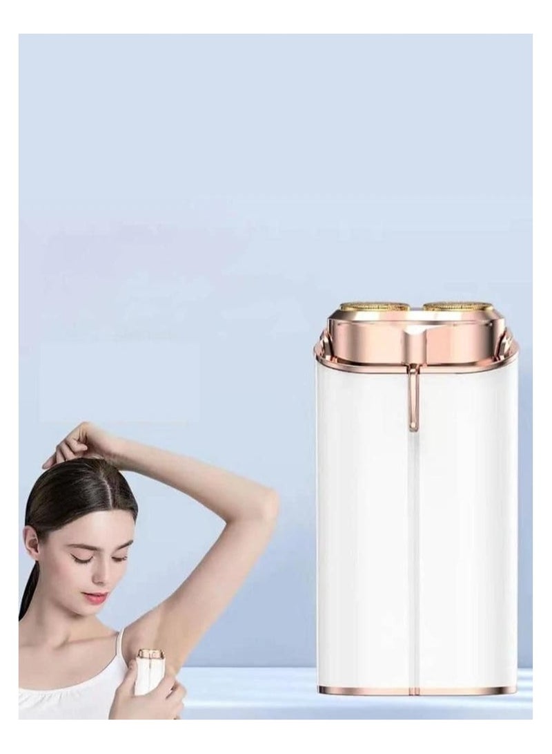 Flawless Womens Painless Hair Remover Face Duo Facial Electric Shaver Device Dermatologist Approved Hypoallergenic White Rose Gold - Image 1