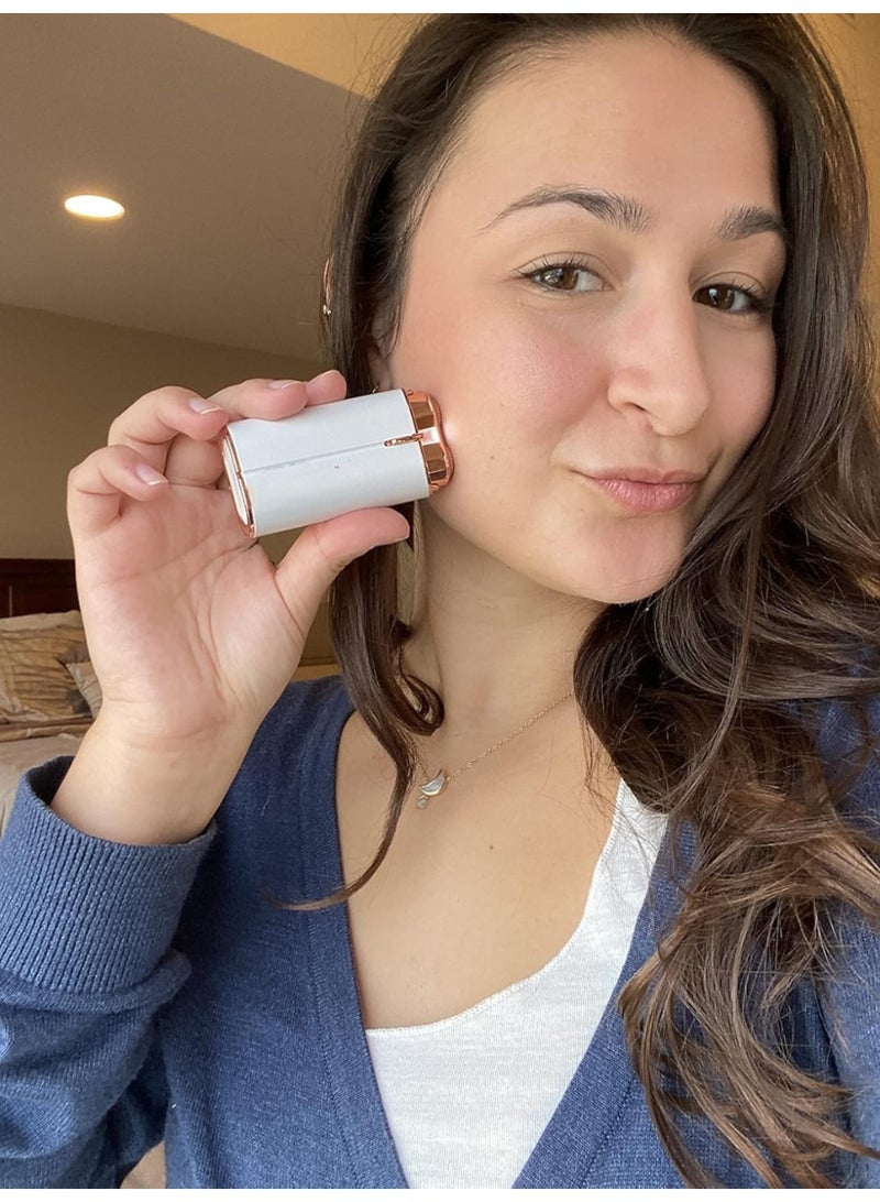 Flawless Womens Painless Hair Remover Face Duo Facial Electric Shaver Device Dermatologist Approved Hypoallergenic White Rose Gold - Image 4