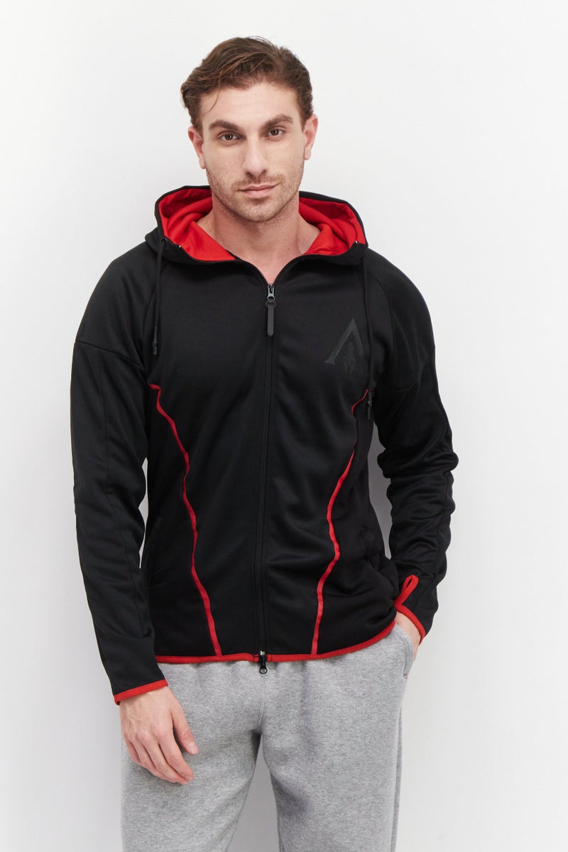 DIFUZED Men Hooded Graphic Print Long Sleeves Sweatshirt, Black - Image 1