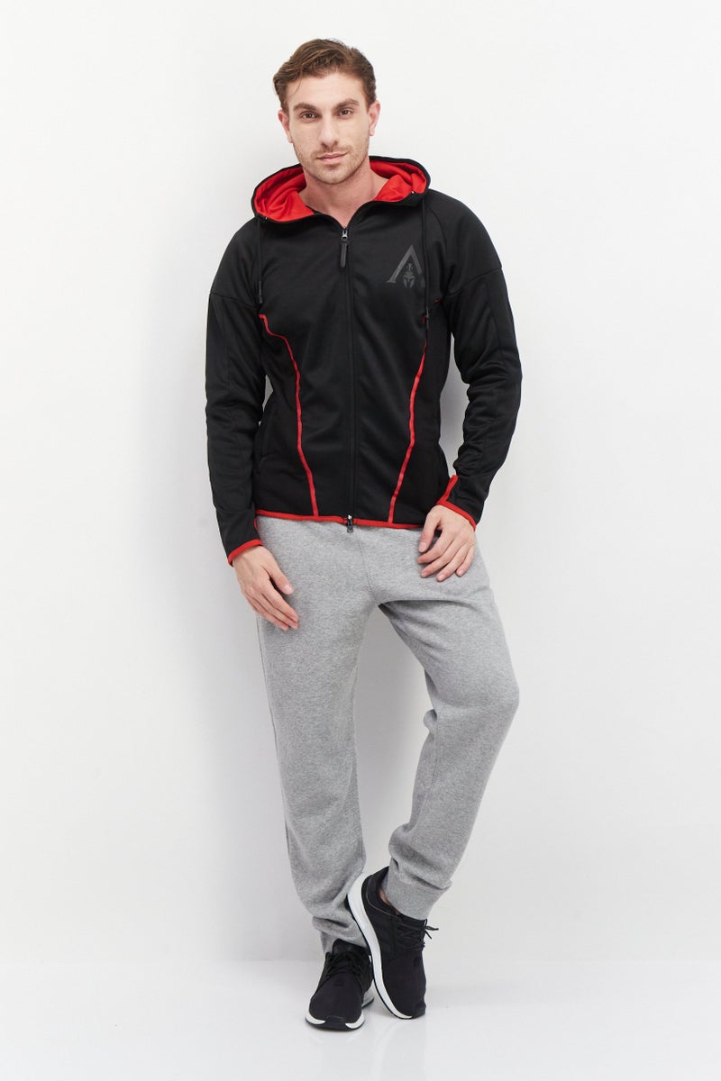 DIFUZED Men Hooded Graphic Print Long Sleeves Sweatshirt, Black - Image 4