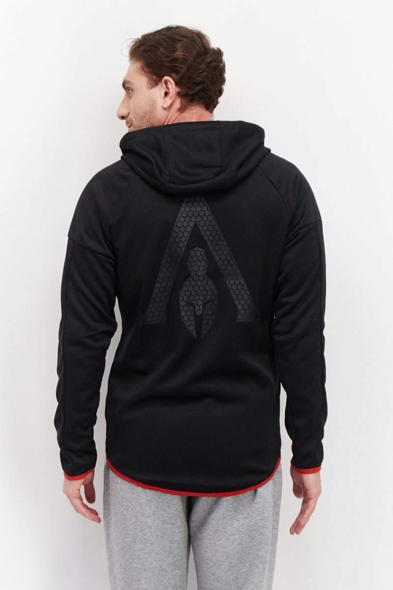 DIFUZED Men Hooded Graphic Print Long Sleeves Sweatshirt, Black - Image 2