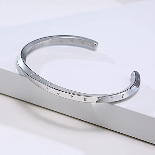 VNOX Norse Viking Nordic 24 Runes Bracelet for Men Mobius Twist Cuff Bracelet Pagan Amulet Talisman Bracelet,Silver - Image 5