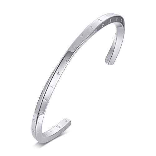 VNOX Norse Viking Nordic 24 Runes Bracelet for Men Mobius Twist Cuff Bracelet Pagan Amulet Talisman Bracelet,Silver - Image 1