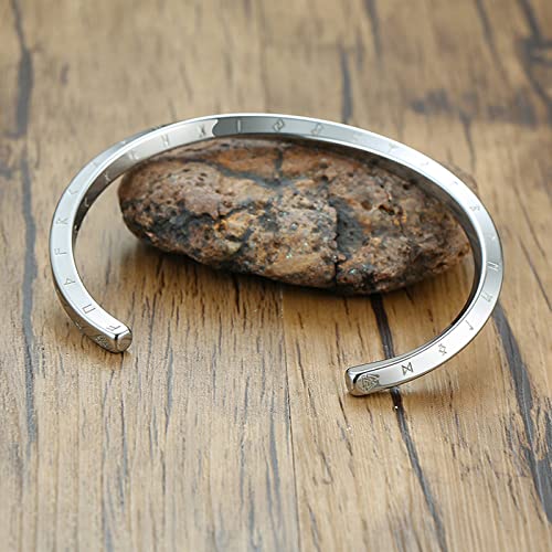 VNOX Norse Viking Nordic 24 Runes Bracelet for Men Mobius Twist Cuff Bracelet Pagan Amulet Talisman Bracelet,Silver - Image 4