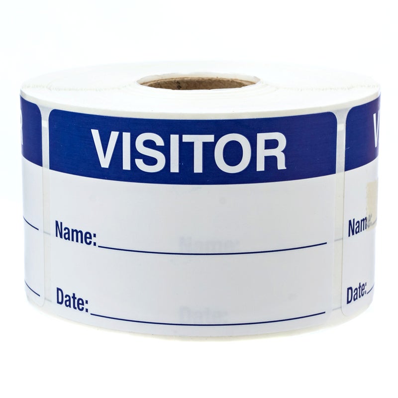 SBlabels Blue White Visitor Labels 500 Blue and White Identification Stickers 2 x 3 Easy to Write On Hall PassMade in The USA