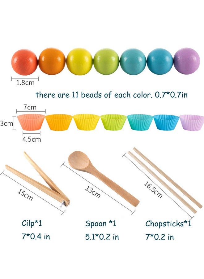 RAINBOW TOYFROG 3 In 1 Toddler Board Games-Color Sorting, Math Counting And Montessori Puzzle Jigsaw -Fine Motor Toys With Rainbow Beads, Cups, Kids Tweezers, Spoon & Chopsitcks, Montessori Toys For 3 Year Old+  - Image 2